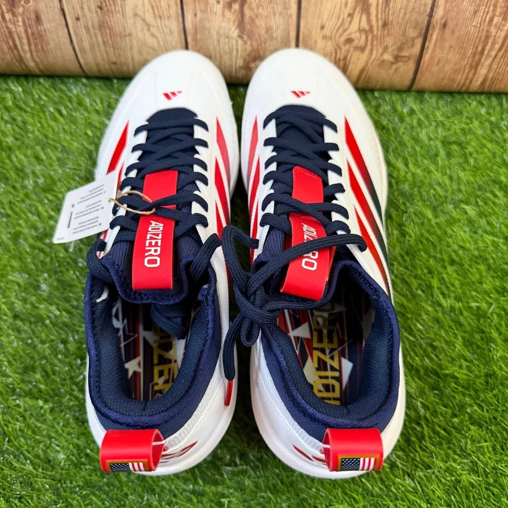 Adidas Adizero Impact TPU 2.0 USA Baseball Cleats Mens size 13 White Red Navy